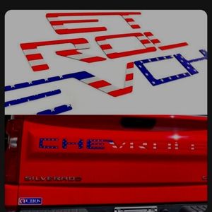 3D Tailgate Insert For Chevrolet Silverado Emblem 2019-2023 Flag USA